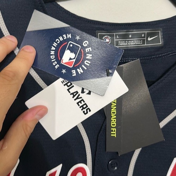 NWT Nike Mens Blue Atlanta Braves Ronald Acuña Jr. Button Front Jersey Large - Picture 5 of 8